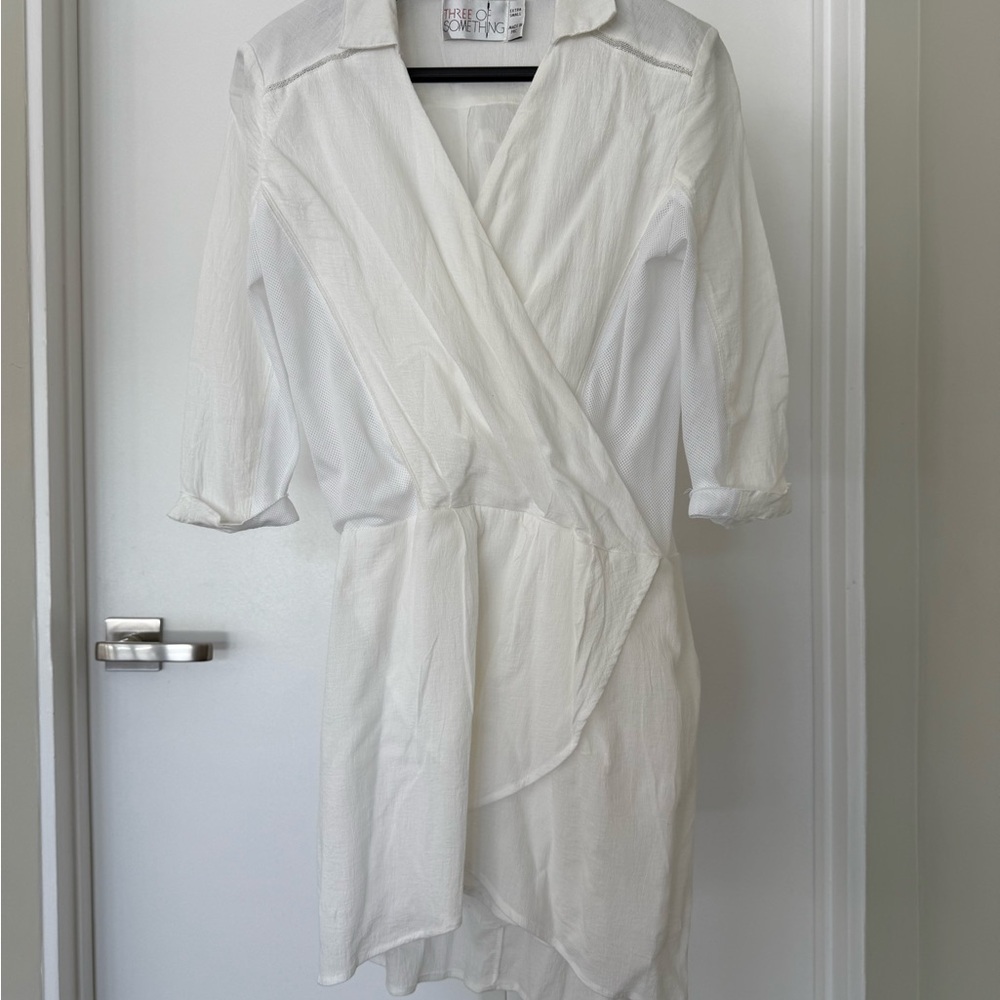 Three of Something White Wrap Dress